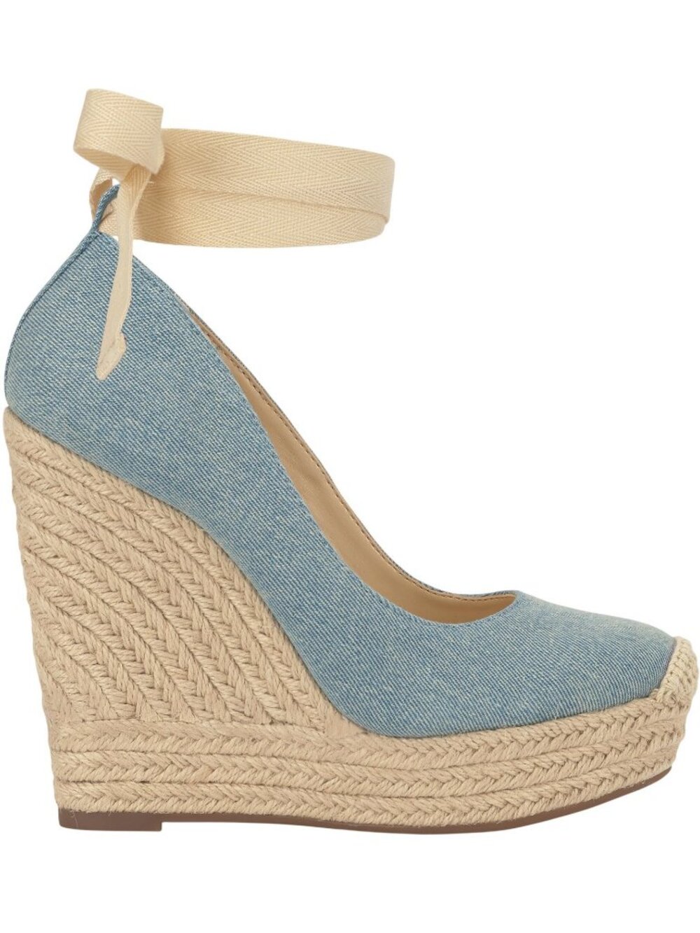 Jessica Simpson Zexie Espadrille Wedge Ankle Wrap Sandals Medium Blue Denim 7M - Picture 15 of 16